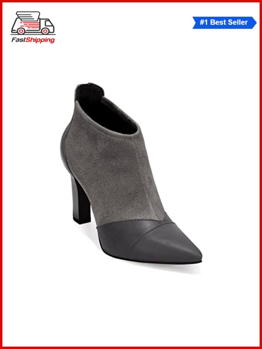Coutgo Womens Pointed Toe Stiletto High Heel Ankle Booties Back Zipper Dress